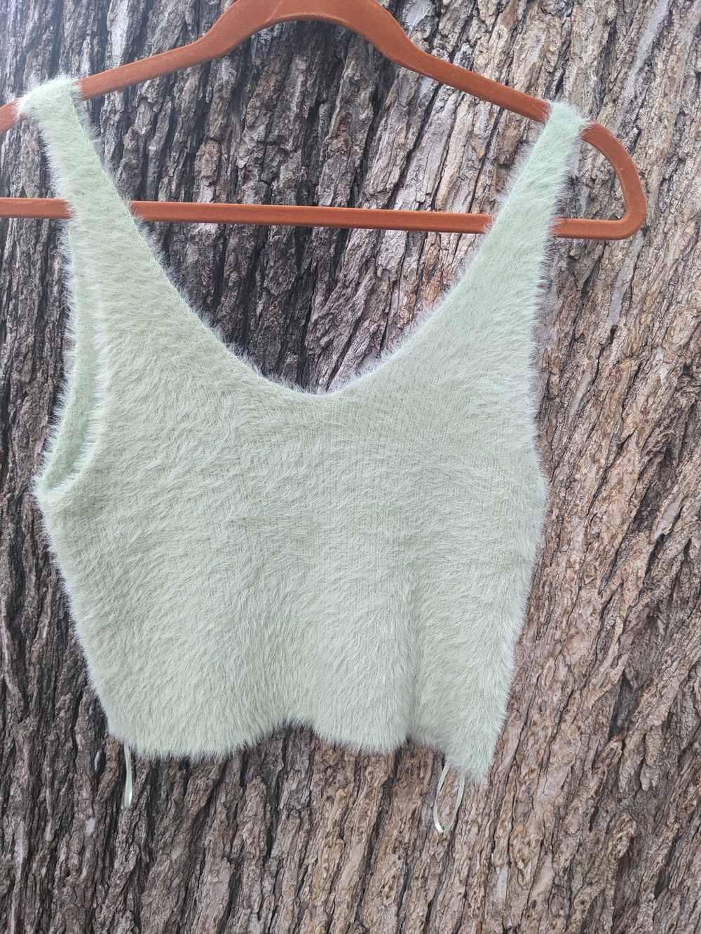 iris Fuzzy Knit Tank Top in Light Sage